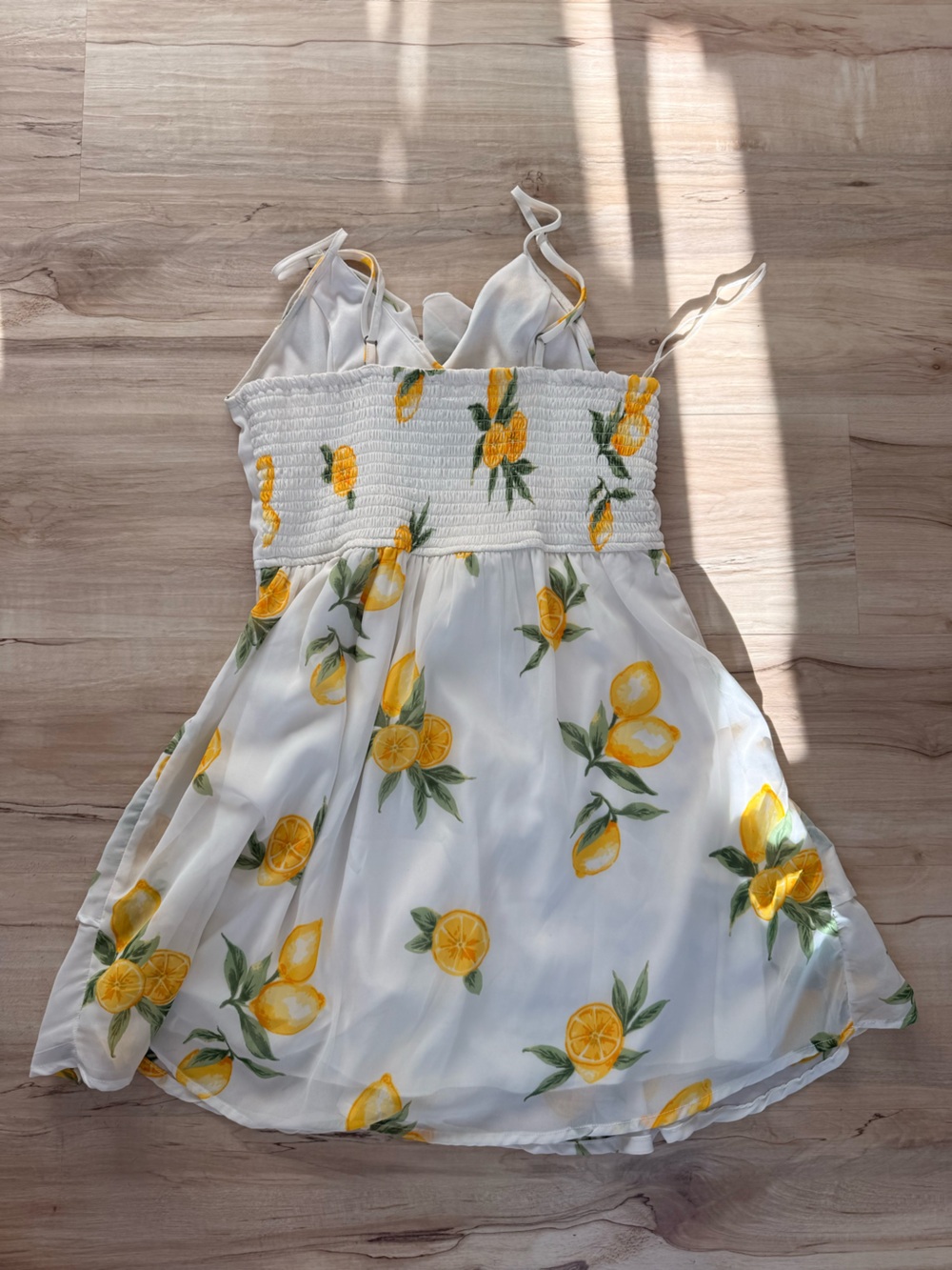 Lemon-Print White Ruffle Mini Dress - Picture 2 of 3